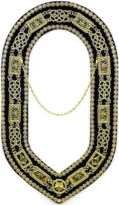 5PCS REGALIA MASONIC GRAND LODGE GOLDEN CHAIN RHINESTONE COLLAR PURPLE VELVET Metal type <b>Yellow</b> Gold Gem type No Gemstone - Product Image 3