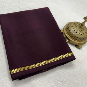 Mysore Crape Silk Saree with Small Fancy Border Chit Pallu Soft Viscose Silk Lightweight Festive Wedding Saree - Product Image 5