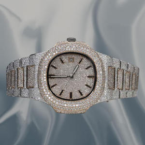 Montre de luxe Hip Hop en acier inoxydable personnalisée avec mouvement mécanique, diamant moissanite, verre, résistance à l'eau 100 bars, date automatique, pour homme - Product Image 1