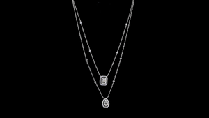 Collar con Colgante Minimalista de Doble Capa con Corte Esmeralda y Forma de Pera, con Halo de Diamantes de Laboratorio, Certificado IGI, Chapado en Oro de 18 Quilates y Rodio, para Mujer - Product Image 4