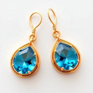 Pendientes colgantes azules de gota de agua de Plata de Ley 925 a la moda estilo Vintage de lujo mínimo para fiestas - Product Image 3