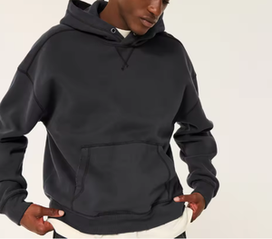 Sudadera con capucha de color liso para hombre – Sudadera informal estilo streetwear con bolsillo canguro - Product Image 4