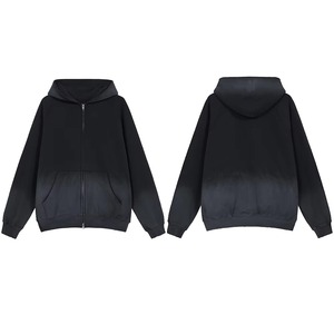 เสื้อฮู้ดซิปสีไล่ระดับสำหรับผู้ชาย เสื้อสเวตเชิ้ตแขนแร็กแลนลำลองมีกระเป๋า ความยาวปกติสำหรับฤดูใบไม้ร่วง - Product Image 1