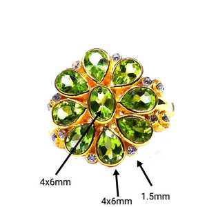 Wedding Wear 925 Sterling Silver <b>Gold</b> Plated Jewelry <b>Peridot</b> Gemstone Women Wear Classic <b>Ring</b> - Product Image 2