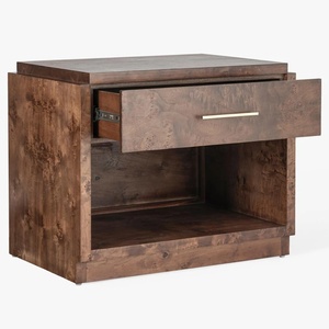 Table de chevet moderne en teck massif de haute qualité, couleur brun foncé, pour usage intérieur. - Product Image 3