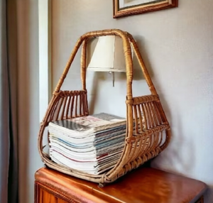 Porta Revistas y Periódicos de Ratán de Color Beige, Estilo Rústico, Portátil, Sostenible y Ecológico para Sala de Estar - Product Image 4