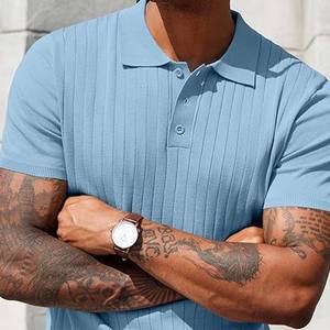 Camisa de Lona para Hombre, Manga Corta, Transpirable, Antiarrugas, Cuello Camisero, Corte Holgado, Informal, Verano, Color Sólido - Product Image 4