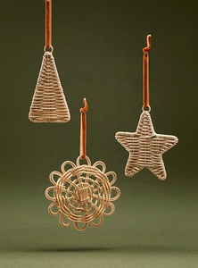 Collier d'arbre de Noël de haute qualité accrocheur deux tons rotin jonc de mer collier d'arbre collier d'arbre de Noël à la main - Product Image 2