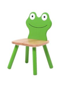 Tabouret en bois pour enfants Grenouille verte, siège pour tout-petits motif dessin animé, table ronde avec visage souriant, petite chaise pour la maison, la salle de jeux, la salle de bain - Product Image 2