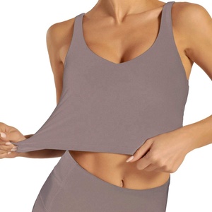 wholesale super quality oem fashion sports <b>gym</b> yoga work out vest sexy crop women's girls plain tank top breathable - Product Image 2