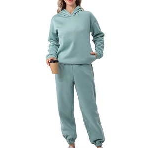 Nuevo conjunto deportivo de color liso para mujer, para uso urbano, de primera calidad, cálido para invierno, conjunto de sudadera y pantalón. - Product Image 4