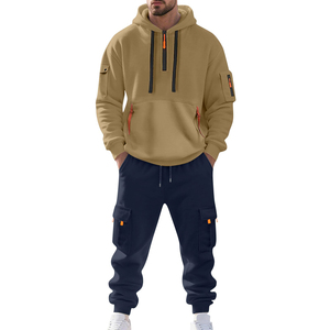 Men's Plus Size 100% Cotton Fleece Tracksuit <b>Sets</b> Solid Pattern Breathable Quick Dry Lightweight Winter Outdoor Wear Customized - Product Image 3