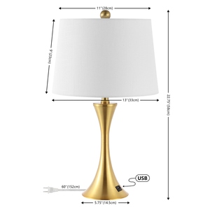 New design <b>Gold</b> <b>Table</b> Lamp Set of 2 Luxury <b>Bedside</b> Nightstand Light with USB Port Fabric Shade for Bedroom Living Room Hotel - Product Image 4
