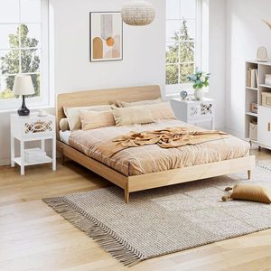 Mesita de noche individual tallada blanca FCH de 40*35*56 cm, tablero de densidad con espejo ahumado y mesitas de noche con pintura en aerosol - Product Image 5