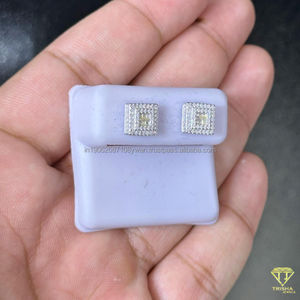 Boucles d'oreilles en cristal taillé baguette carrée pour femmes Elegant925 Silver Diamond Look Sparkling Cluster pour la fête de tous les jours - Product Image 3