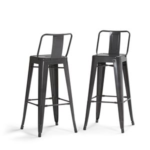 Rayne 30\" Metal Bar <b>Stool</b> Set of 2 Grey <b>Dining</b> Chairs - Product Image 1