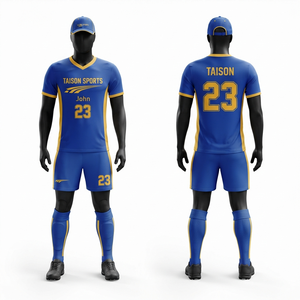 Uniforme de Hockey sobre Césped de Primera Calidad, 160 GSM, Poliéster Interlock, Azul Rey con Paneles Laterales Dorados, Sublimación Personalizada - Product Image 1