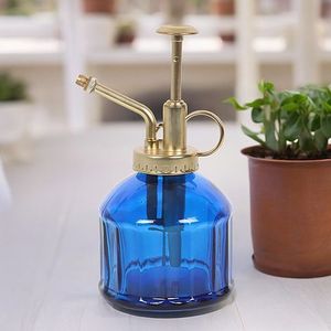 Blue Glass Watering Can With Brass Pump For <b>Gardening</b> Durable Design - Product Image 1