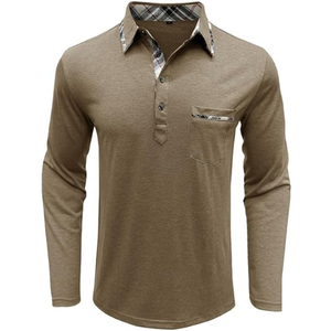 Polo de Manga Larga para Hombre – Camiseta Casual de Algodón con Botones y Bolsillo, Elegante Top de Golf - Product Image 2