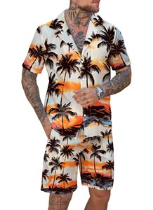 Men <b>Set</b> Tropical Print Short Sleeve Shirt Beach Shorts Matching Holiday Summer Casual Colorful Top top mens twin <b>set</b> - Product Image 6