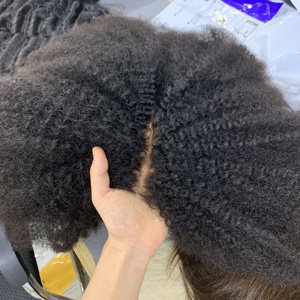 100% cheveux humains vietnamiens Afro crépus cheveux bouclés sans colle dentelle fermeture cheveux vietnamiens bruts naturel noir perruque suisse - Product Image 3