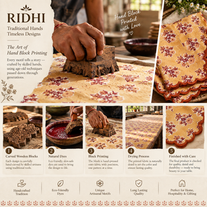 Serviette en tissu carrée brodée personnalisée RIDHI, motif floral, 100% coton, lavable, design élégant, bord festonné fait main, durable - Product Image 3