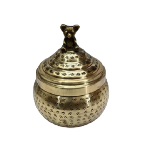 Contenedor de Almacenamiento de Latón Hecho a Mano con Tapa de Asa de Oso, Tarro Metálico Decorativo Vintage para Frutas Secas, Especias, Dulces, Hogar - Product Image 1