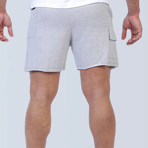 <b>Men's</b> Gray Cotton Bermuda <b>Shorts</b> Mid Waist Elastic <b>With</b> <b>Zip</b> <b>Pocket</b> Casual Style Breathable Knitted Fabric - Product Image 3