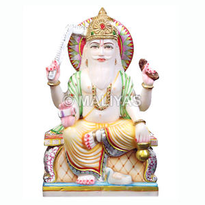 Statue de Vishwakarma en marbre |   Fabricant de murtis en marbre Vishwakarma – Maliyas - Product Image 1