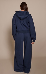 Pantalones Deportivos Anchos de Color Azul Marino para Mujer, Corte Holgado Informal, Cintura Alta, Pierna Recta, Pantalones de Salón Cómodos y a la Moda - Product Image 6