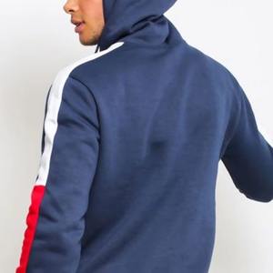 Ensemble de survêtement personnalisé en molleton bouclette pour homme, avec pantalon évasé à ourlet brut et appliqué patchwork vieilli, et sweat à capuche - Product Image 2