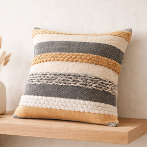 Housse de coussin marron marocaine pour canapé, décoration de Noël, taie d'oreiller pour chambre à coucher, en laine faite à la main, motif chevrons, style bohème - Product Image 5