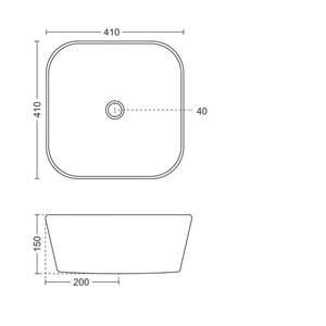 410x410x150mm wall mounted rectangular glossy white ceramic bathroom sink floating semi pedestal - Product Image 4