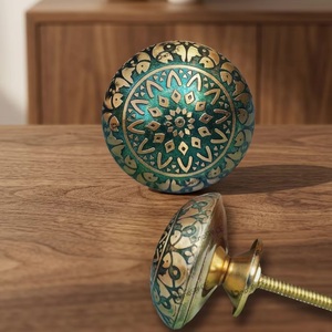 Round Bronze Drawer Knob With Mandala Design Eclectic Style Durable Furniture Handle For Dresser Cabinet <b>Door</b> - Product Image 5