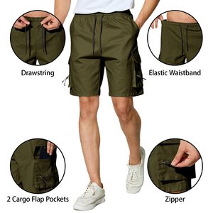 Custom Breathable Quick Dry Anti-Wrinkle Waterproof 100% Cotton Canvas Formal Mid Waist Drawstring Closure Men's Cargo Shorts - Product Image 6