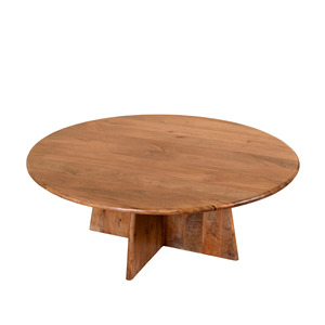 Mesa de Centro de Madera de Mango Redonda, Estilo Rústico Moderno, con Patas Plegables Resistentes, Ideal para el Hogar u Oficina - Product Image 2