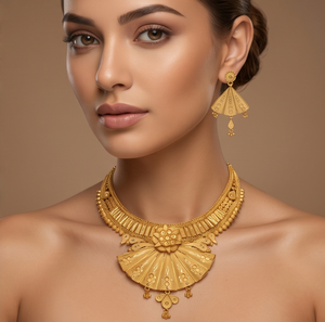 DIVYORO Ensemble collier et boucles d'oreilles classiques pour femme en alliage de cuivre plaqué or, longueur réglable, léger, pour toutes les saisons - Product Image 3