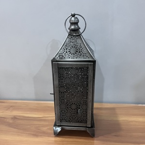 Artisan Design <b>Moroccan</b> Style Iron Candle Lantern <b>Decorative</b> Vintage Home Model L544 Table <b>Decoration</b> 5.5X5.5X15.5" - Product Image 5