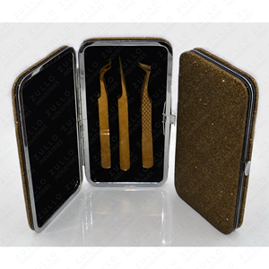 Pinzas Premium para Extensión de Pestañas en Negro y Dorado, Herramienta de Precisión de Acero Inoxidable para Volumen e Isolación, para Artistas de Pestañas - Product Image 6