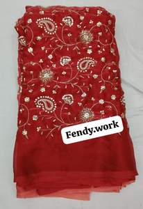FENDY <b>silk</b> workfabric Exquisite FENDY-Inspired Designer SilkFabric Featuring IntricateArtisanal ThreadworkLuxurious SmoothFinish - Product Image 6