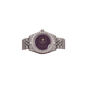 Reloj de pulsera para hombre de acero inoxidable con diamantes de moissanita de corte redondo blanco completo, estilo antiguo, simple, de lujo, nuevo y personalizado. - Product Image 1