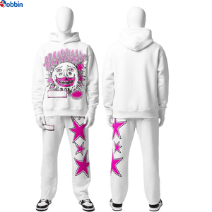 ชุดเซ็ตเสื้อฮู้ดและกางเกงวอร์มสีขาวลายดาวสีน้ำเงินและลายพระจันทร์ สไตล์สตรีทแวร์ สำหรับผู้ใหญ่ รุ่นยอดนิยม - Product Image 3