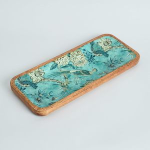 Mango Wood Camellia Printed Serving Platter Ideal for <b>Snacks</b> Fruits & Desserts Handcrafted Elegant Decorative for Hotel and Cafe - Product Image 4