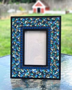 Turquoise Resin Mosaic Photo <b>Frame</b> Blue Glass Chip Pattern Handmade Picture <b>Frame</b> Desktop Tabletop Home Decor Photo <b>Frame</b> - Product Image 1