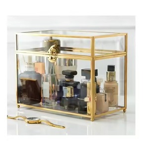 Decorative Metal Glass Jewelry Organizer Storage <b>Box</b> for Rings <b>Earrings</b> Necklace - Product Image 2