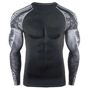 Chemise de compression professionnelle pour homme, manches longues, rashguard pour grappling et lutte, avec coutures renforcées. - Product Image 2