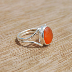 Anillo midi de cornalina con plata 925, hecho a mano, estilo bohemio, joyería de plata. - Product Image 3