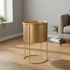 Gold <b>Metal</b> Planter with <b>Stand</b> Elegant Decorative Flower Pot Holder Modern Indoor <b>Plant</b> Display for Living Room Bedroom Office - Product Image 6