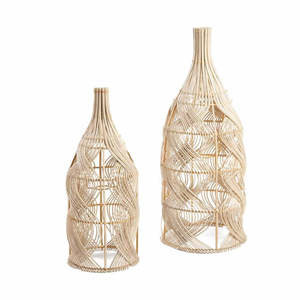 Wholesale Decorative Rattan <b>Lampshade</b> Set Handwoven <b>Wicker</b> Hanging Light Shades Rustic Pendant Lamps For Restaurant Resort Home - Product Image 1