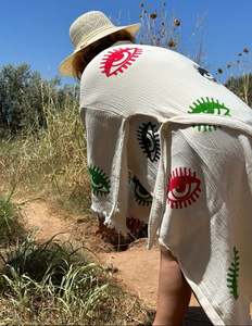 Nuevo Diseño, Vestido Largo de la Mejor Calidad, Conjunto Kimono Ojo de Diablo, 100% Algodón Crepé, Cintura Natural, Sostenible y Lavable, para Playa - Product Image 4